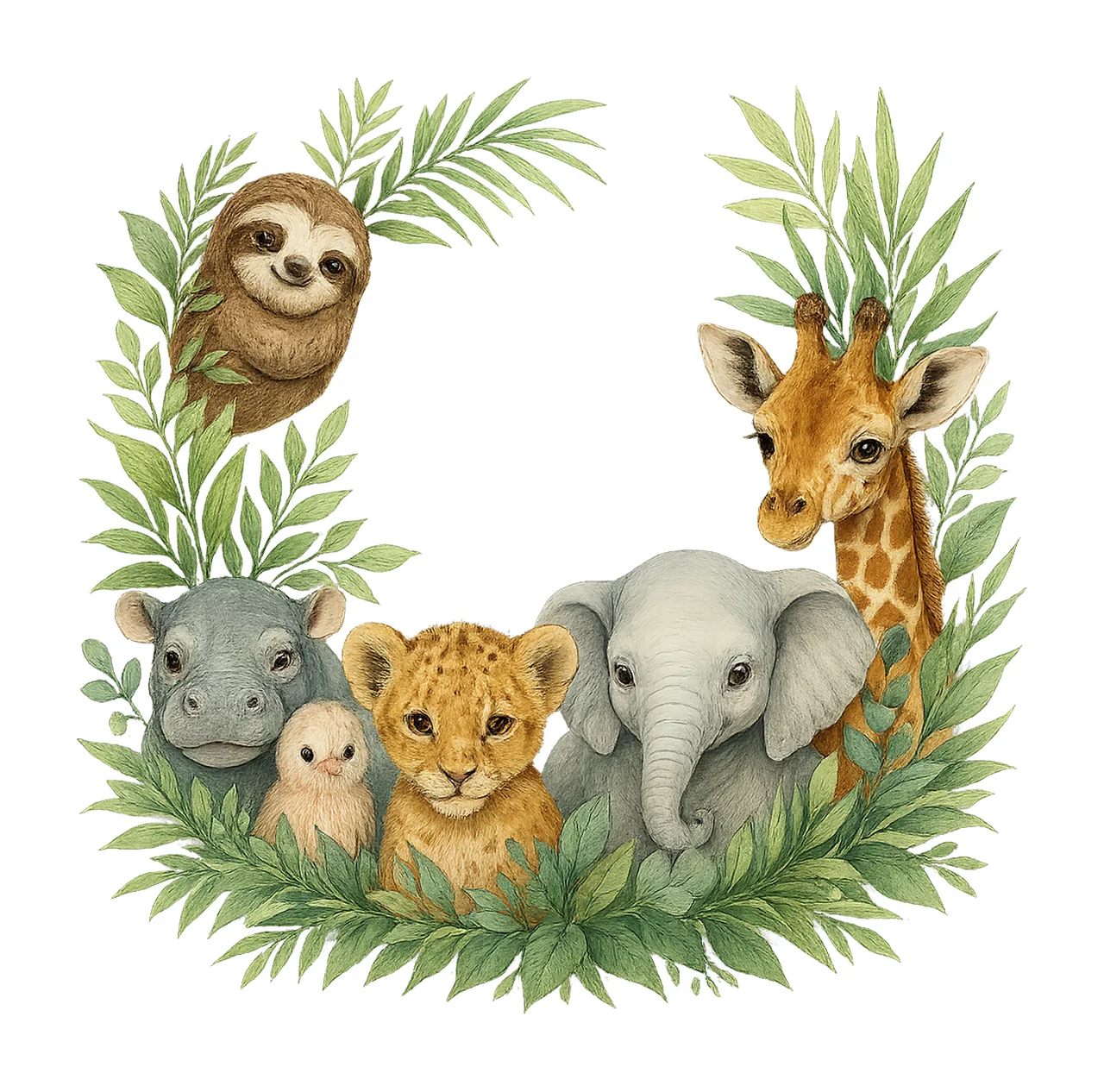 Wild One Watercolour Kids Safari Animals Sublimation First