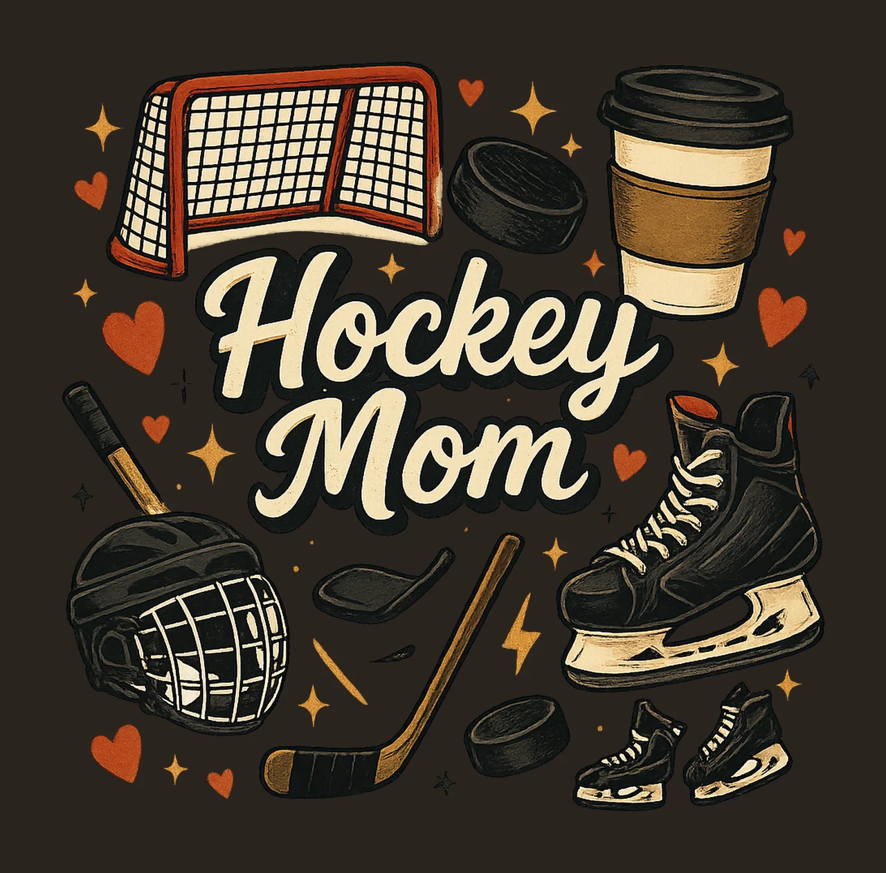Hockey Mom doodle design hand drawn hockey sublimation art contrast preview thumbnail