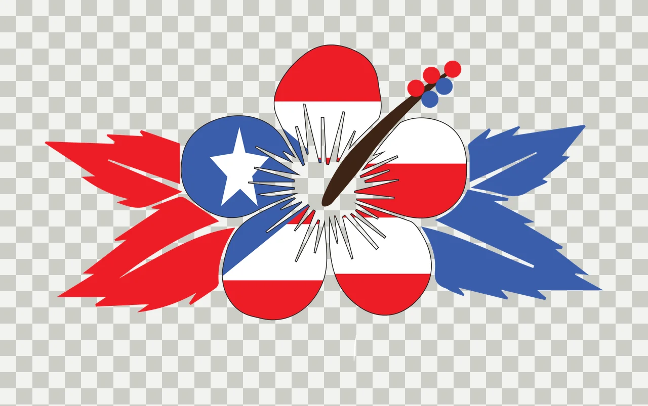 Hibiscus Flower Graphic With Leaves star black white blossom transparency and detail preview thumbnail