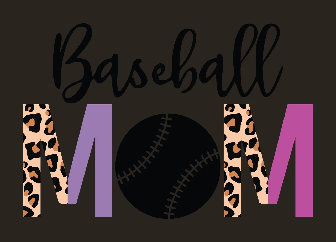 Baseball Mom Text With Ball and typography black monochrome contrast preview thumbnail