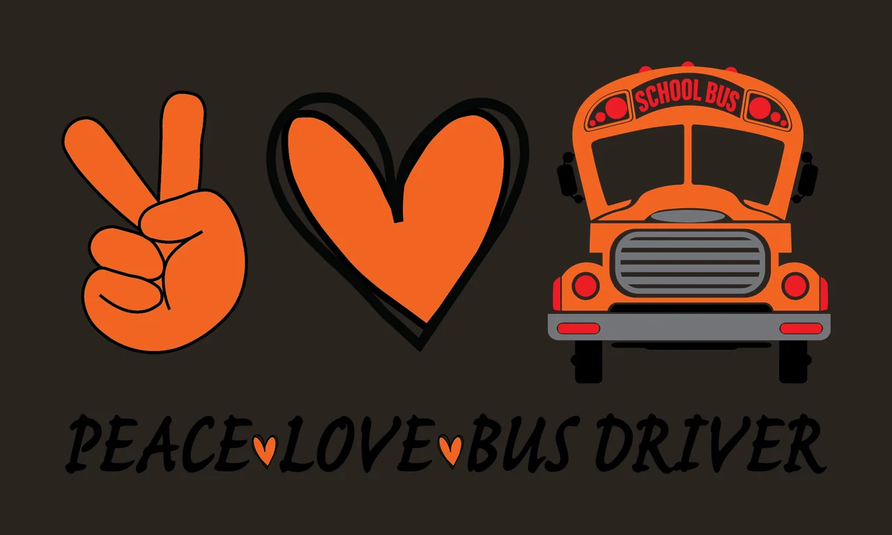 School Bus Peace Typography labeling sign heart silhouette contrast preview thumbnail