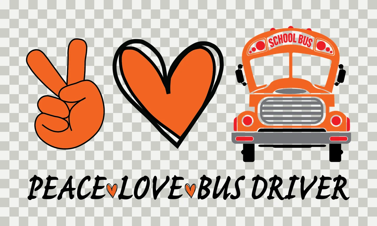 School Bus Peace Typography labeling sign heart silhouette transparency and detail preview thumbnail