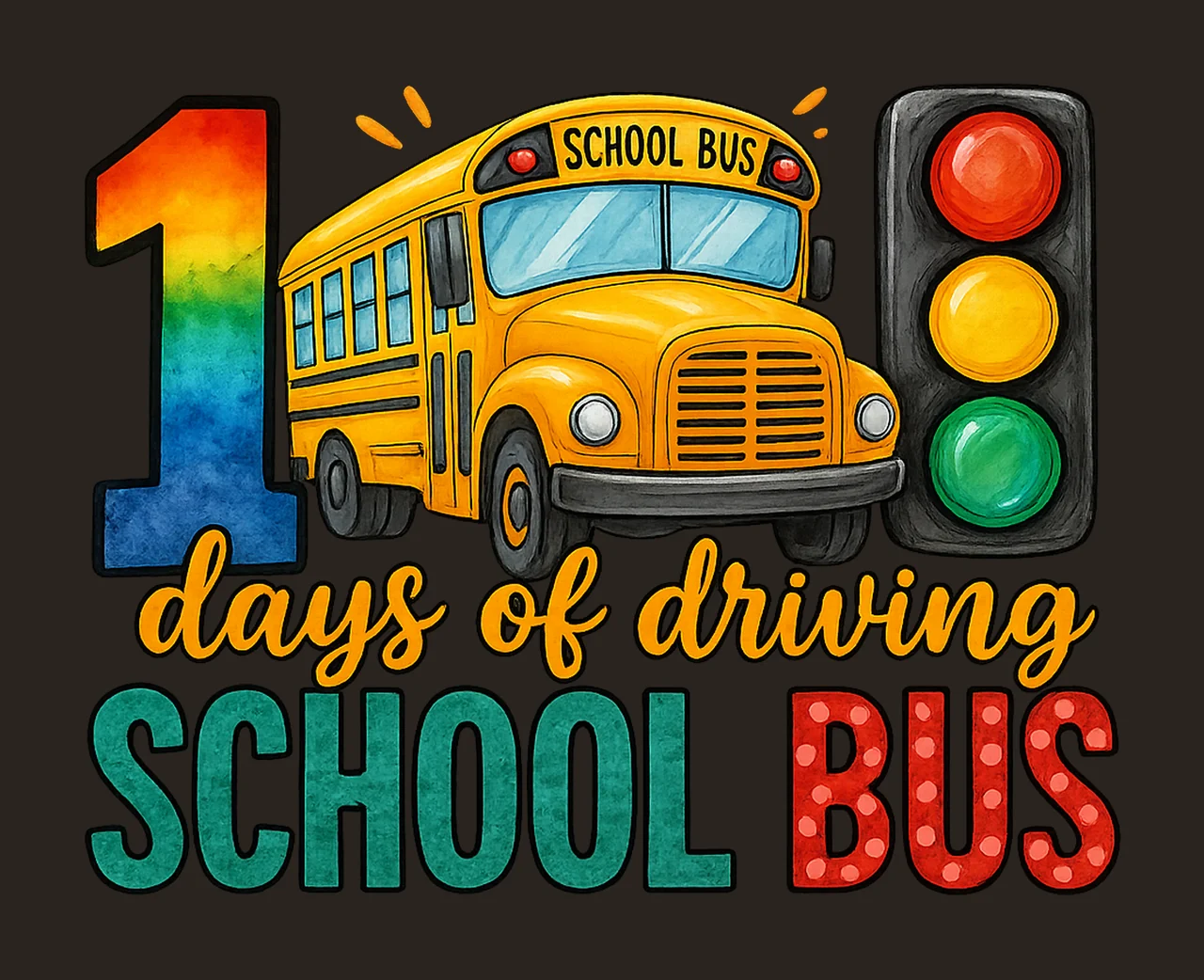 School Bus Drivers 100 Days of Driving School Bus Design Day contrast preview thumbnail