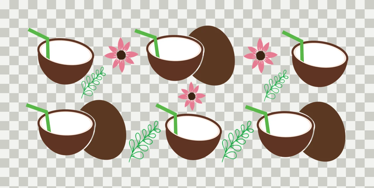 Can Glass Wrap Six Coconut Halves Pattern floating flowers transparency and detail preview thumbnail