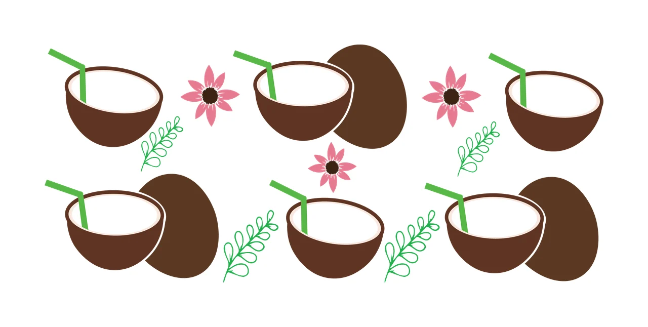 Can Glass Wrap Six Coconut Halves Pattern floating flowers