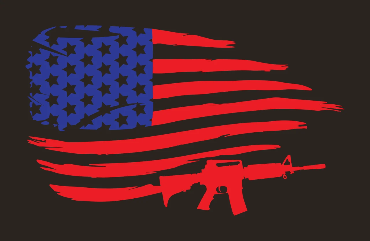 Flag Rifle Placed Below Distressed Silhouette stars stripes contrast preview thumbnail