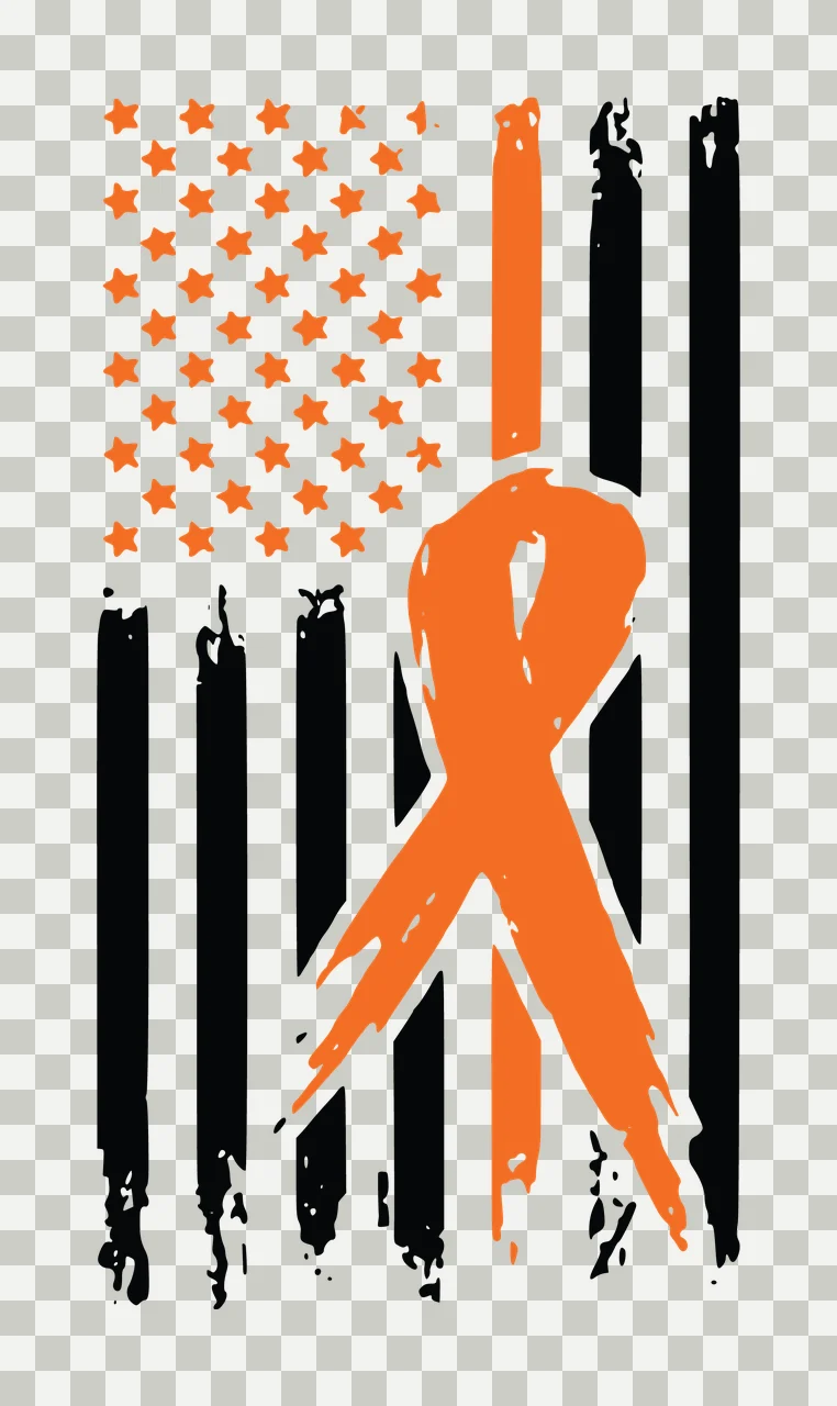 Awareness United States Flag With Ribbon distressed black white transparency and detail preview thumbnail