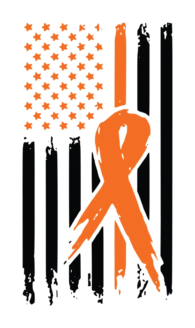 Awareness United States Flag With Ribbon distressed black white