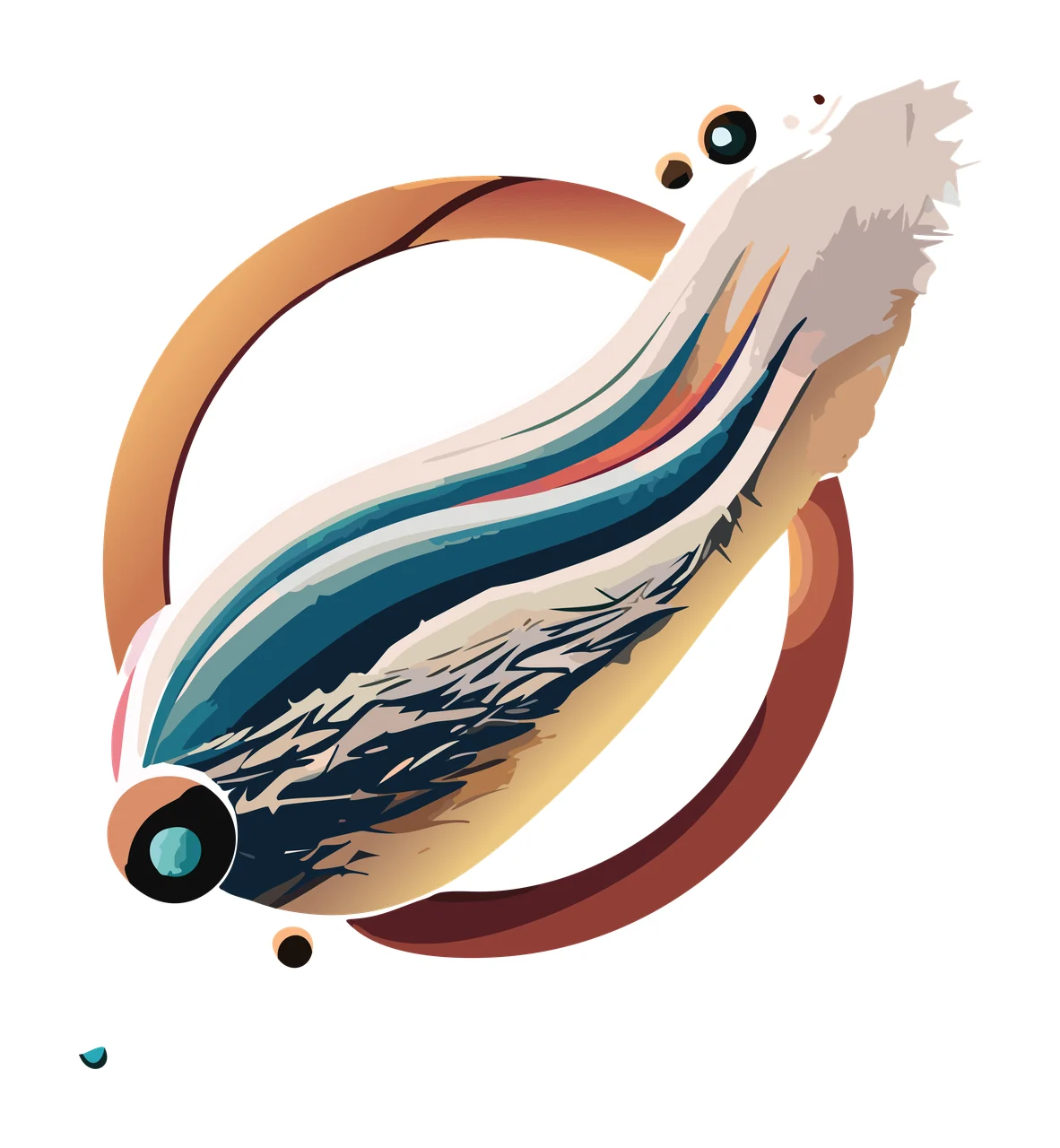 Abstract Geometric Square With Brush Strokes Overlapping circles