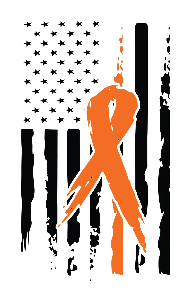 Awareness Ribbon On Flag Background stars stripes distressed