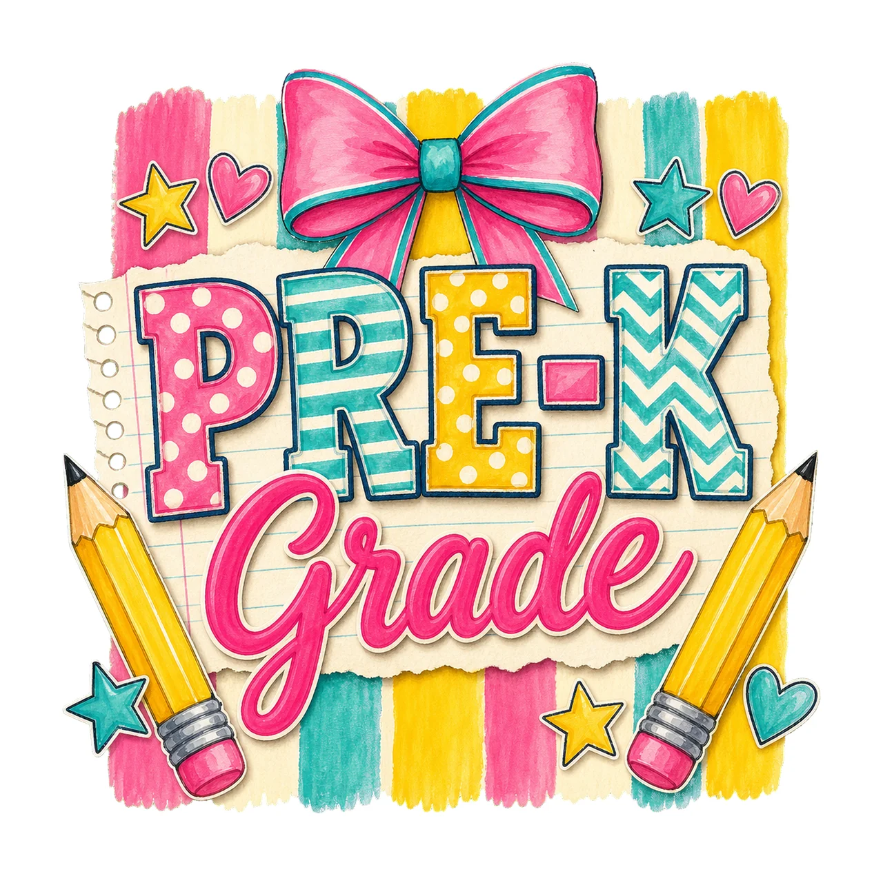 Striped Back To School Pre Kindergarten First Variation E