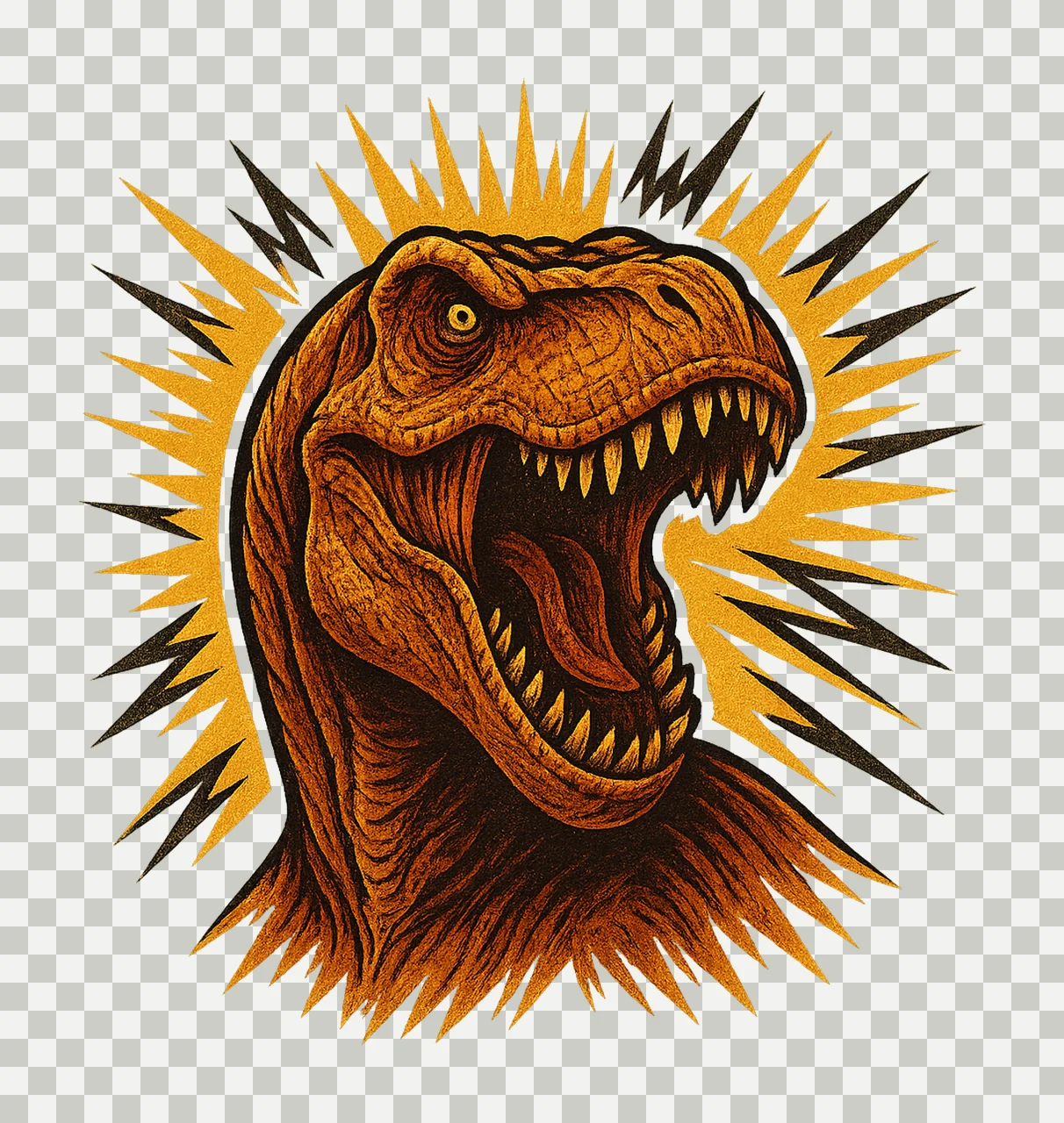 Realistic Rex Head Dinosaur Artwork Sublimation Design transparency and detail preview thumbnail