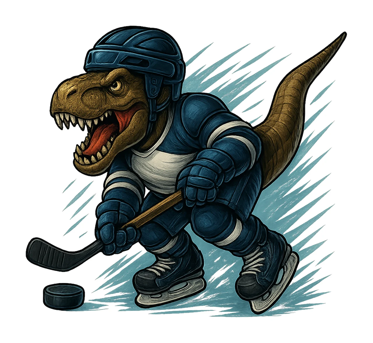 Hockeysaurus Rex Hockey Player Dinosaur Artwork Funny Hockey