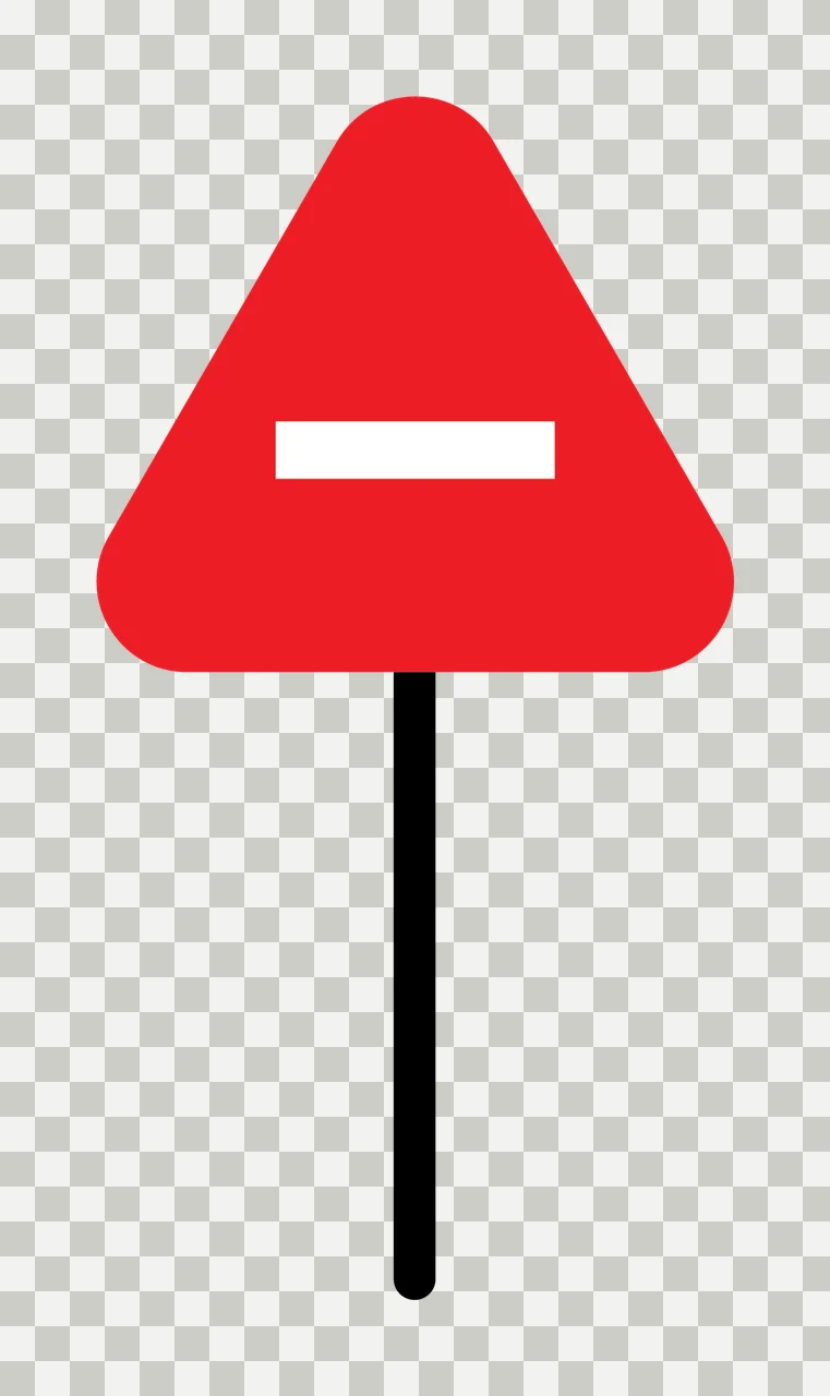 Black Triangle Sign On Pole stand minimalist silhouette plain white transparency and detail preview thumbnail