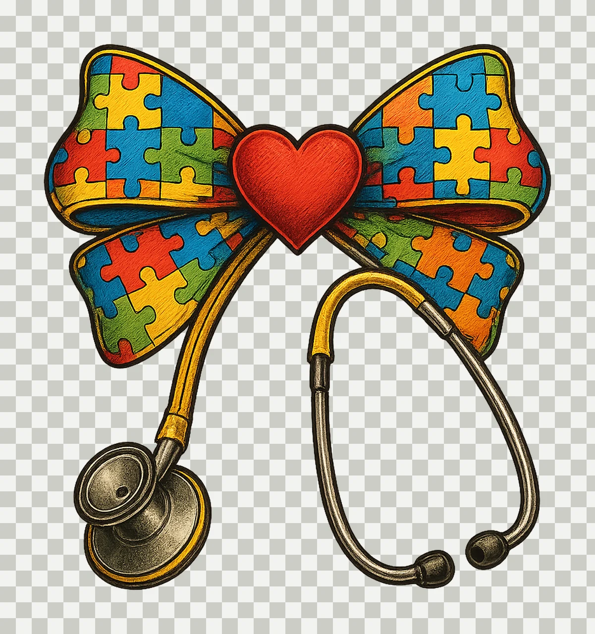 Autism nurse coquette retro awareness bow design nurse transparency and detail preview thumbnail