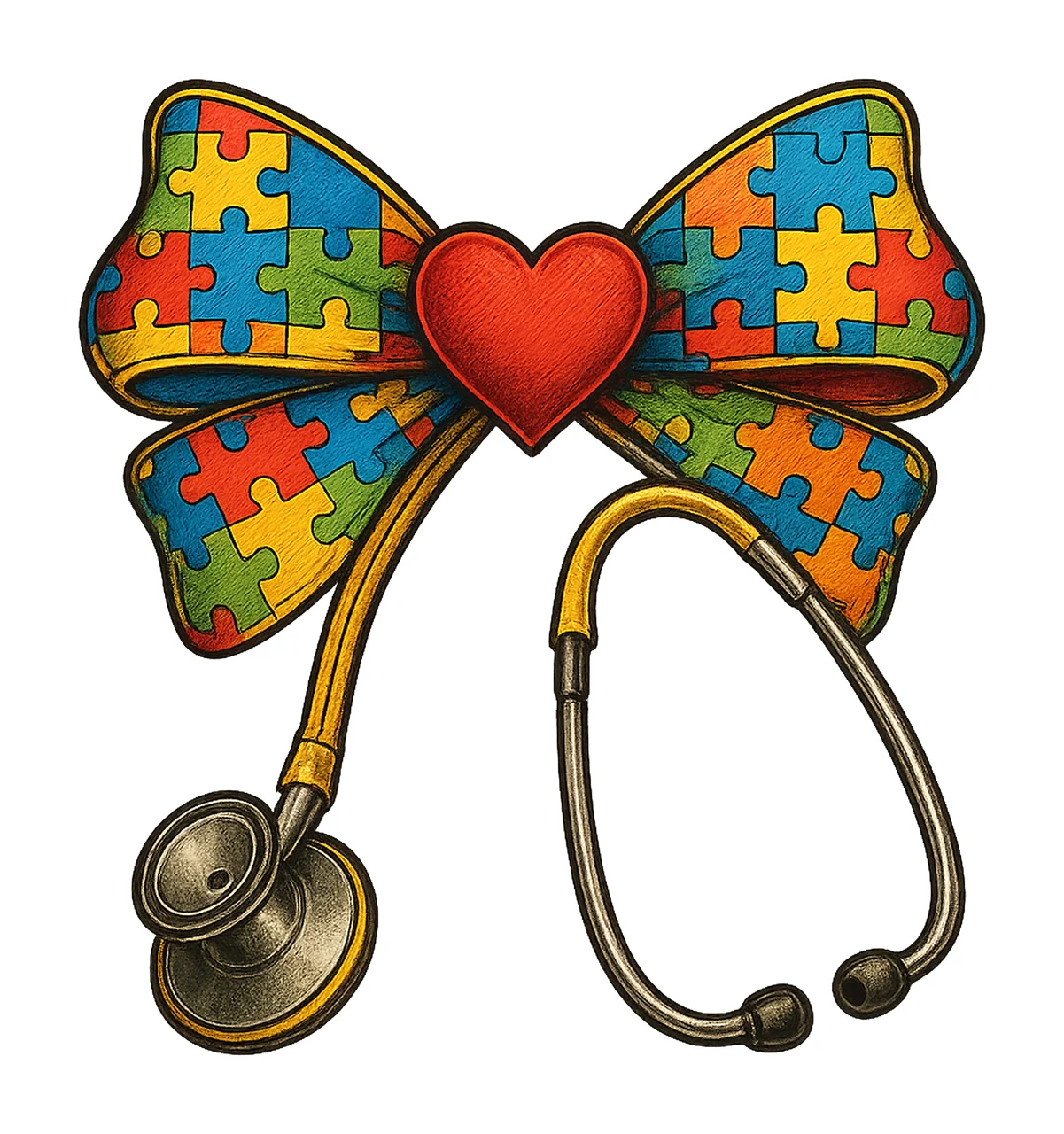 Autism nurse coquette retro awareness bow design nurse