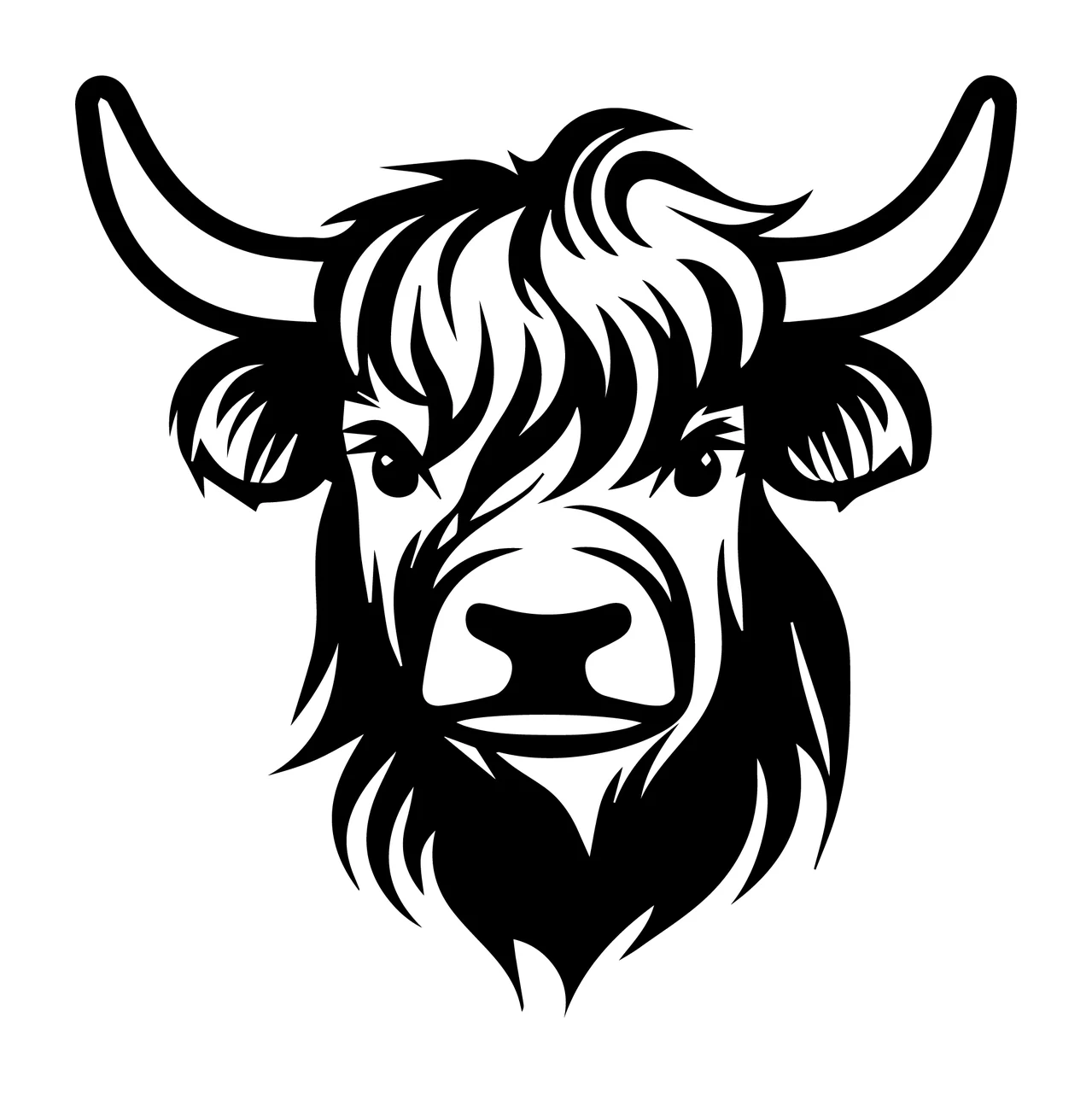 Bull Head Icon With Horns ears black white animal livestock