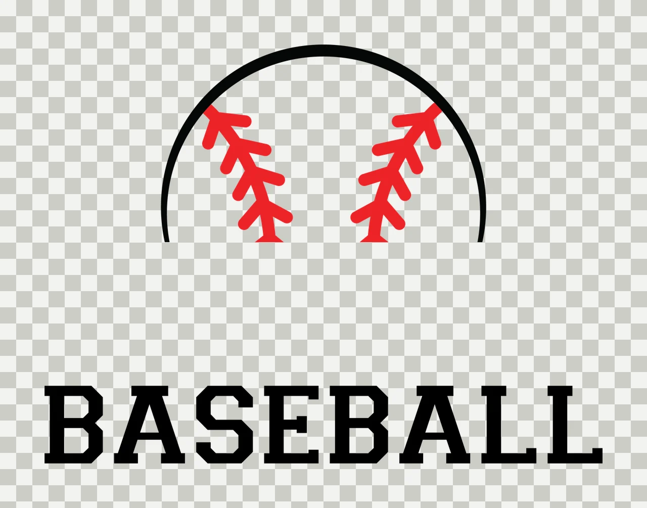 Baseball With Text And Sports In Black transparency and detail preview thumbnail