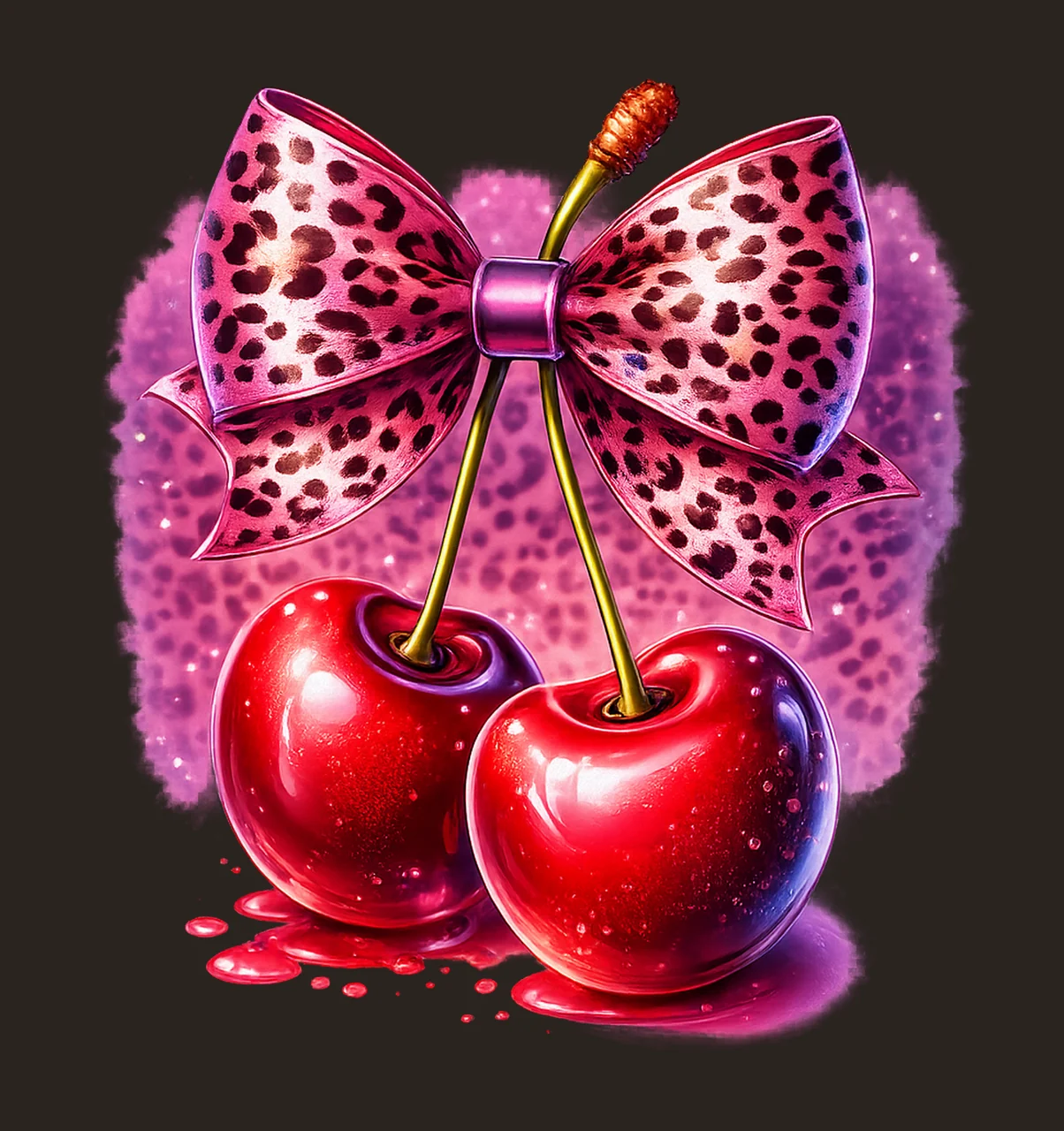 Leopard Cherry Coquette Cherry Artwork with Bow Sublimation contrast preview thumbnail