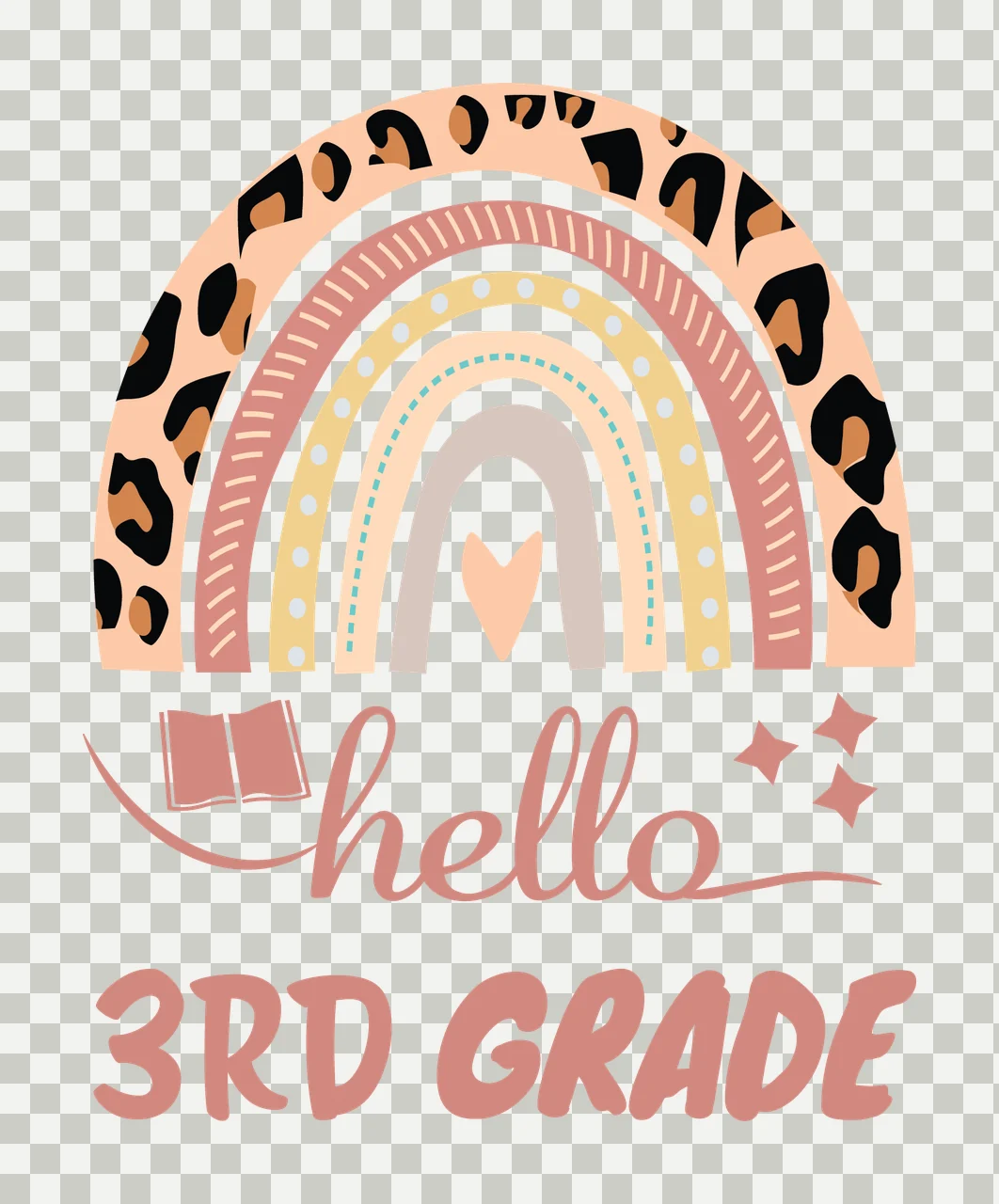 School Rainbow Book Star heart stars black white education Variation transparency and detail preview thumbnail