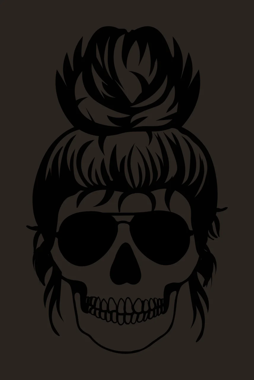 Keychain Skull With Sunglasses Messy Bun Graphic hair illustrated line contrast preview thumbnail