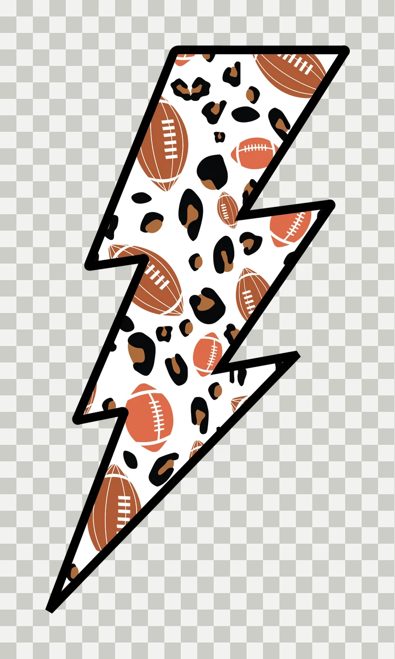 Bolt Football Patterned Lightning Shape outline black pattern transparency and detail preview thumbnail