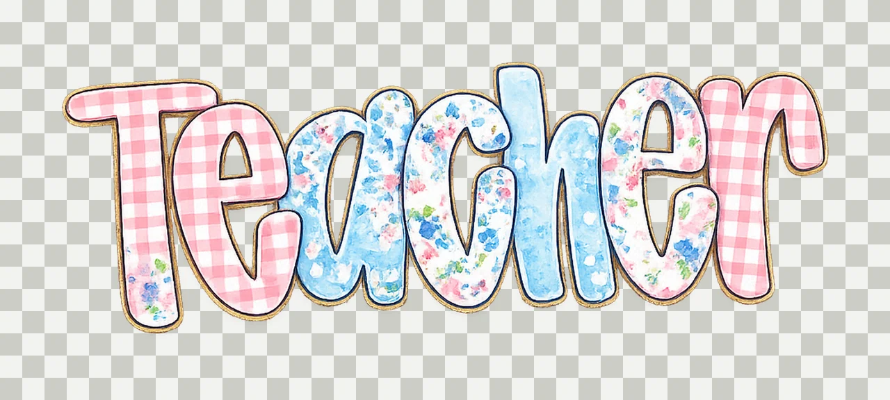 Custom Preppy Floral Teacher Glitter Checkered Design transparency and detail preview thumbnail