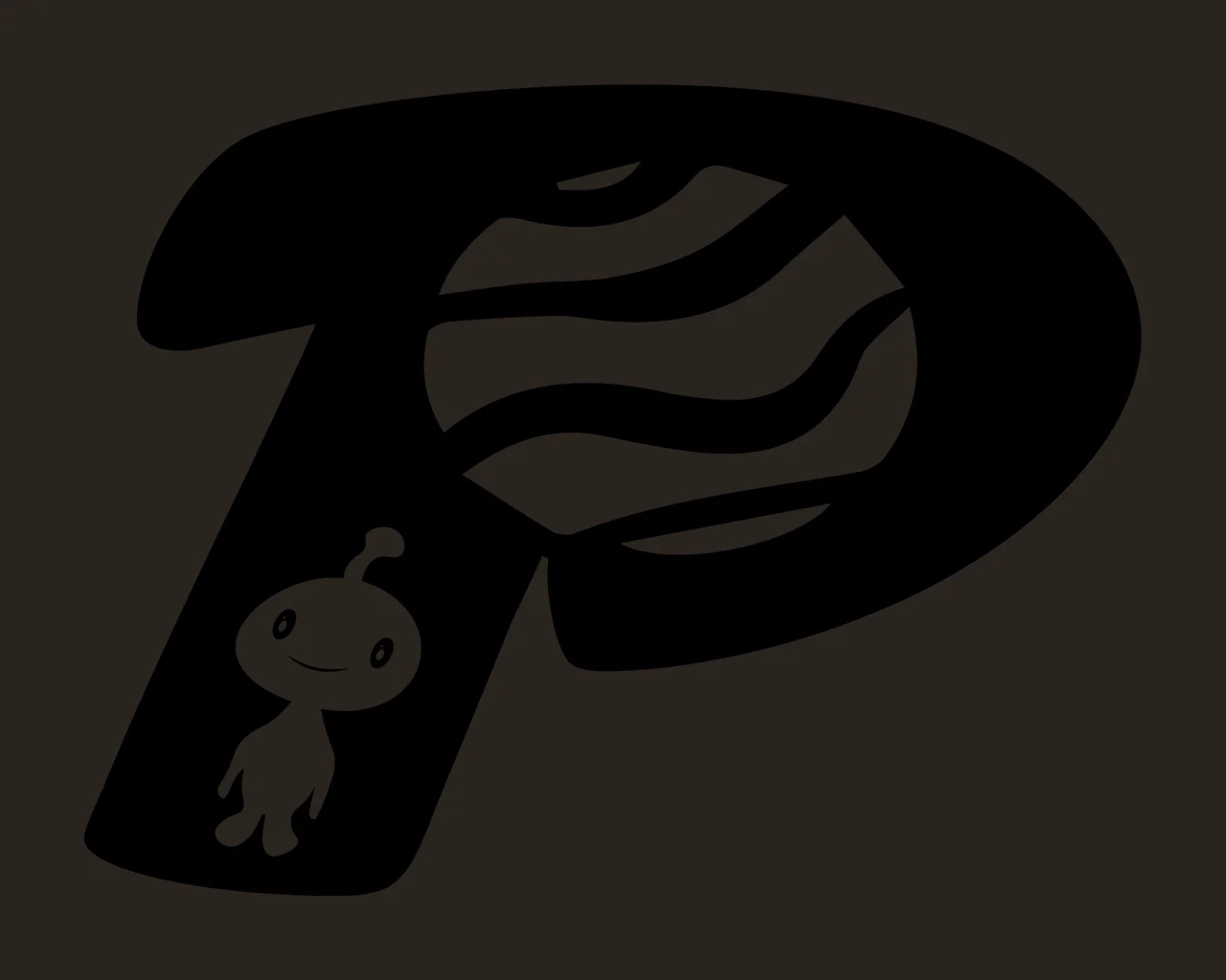 Space Letter P Planet And Creature Silhouette contrast preview thumbnail