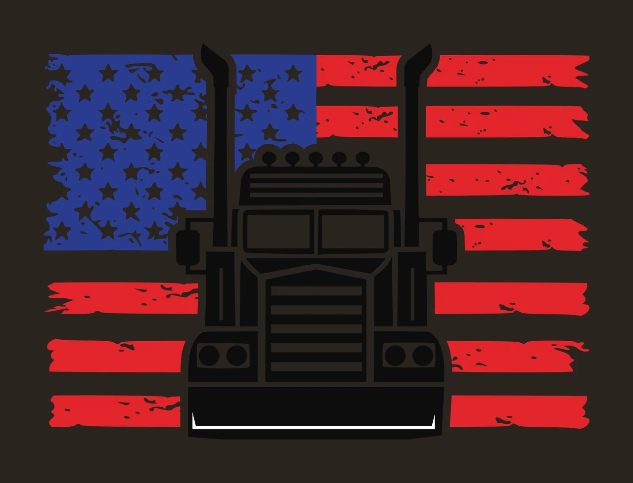 Truck Flag Semi Front View Overlaid On Horizontal stationary contrast preview thumbnail