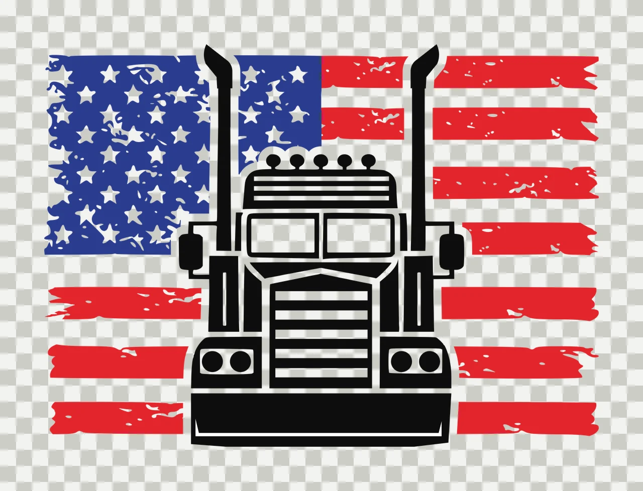 Truck Flag Semi Front View Overlaid On Horizontal stationary transparency and detail preview thumbnail