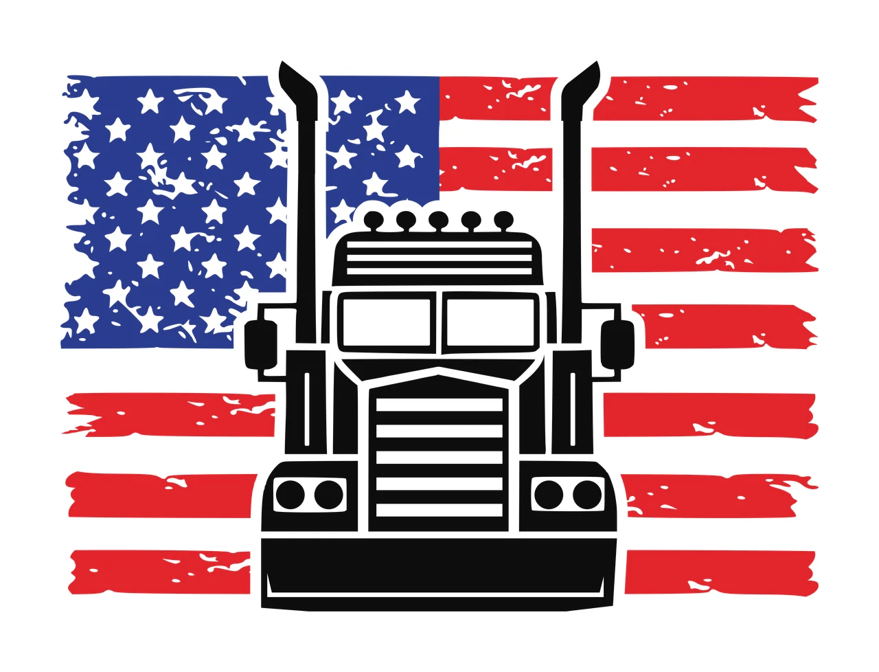 Truck Flag Semi Front View Overlaid On Horizontal stationary