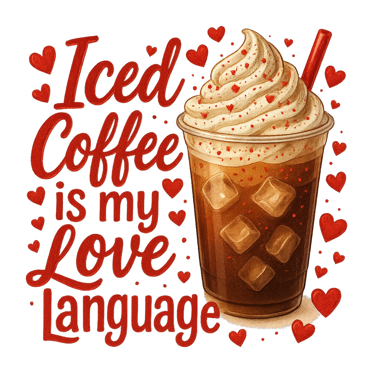 Iced Coffee Love Language Valentine Day Coffee Design