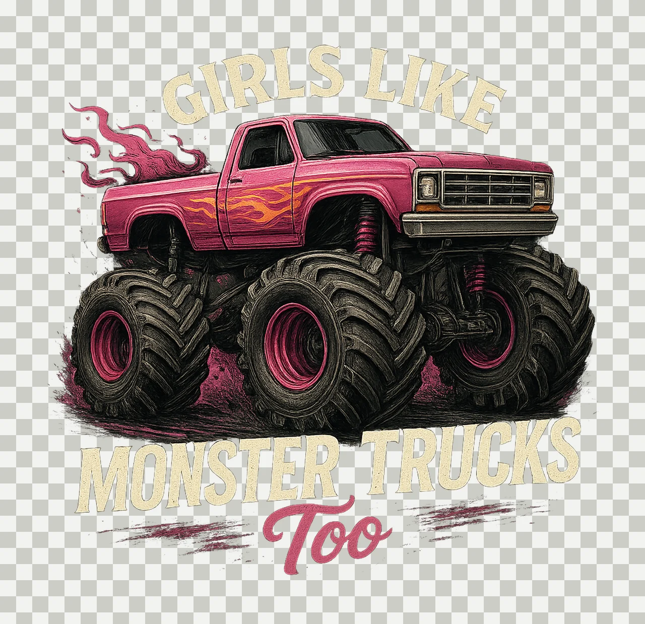 Girls Monster Truck Sublimation Pink Truck Design Girls Love transparency and detail preview thumbnail