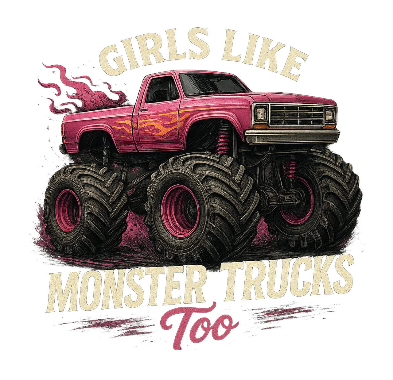 Girls Monster Truck Sublimation Pink Truck Design Girls Love