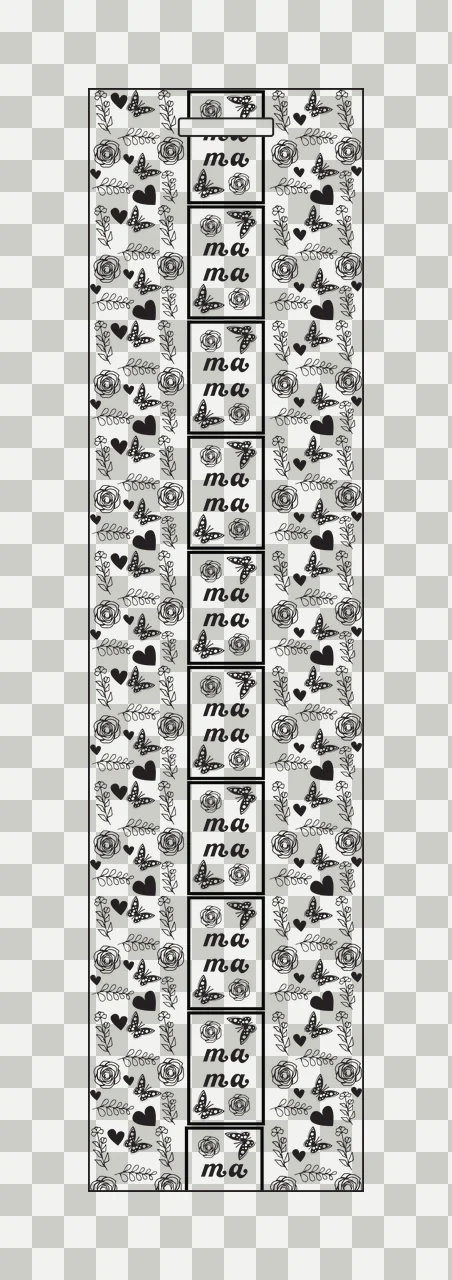 Mama Repeated Text With Butterflies butterfly heart rose pattern transparency and detail preview thumbnail