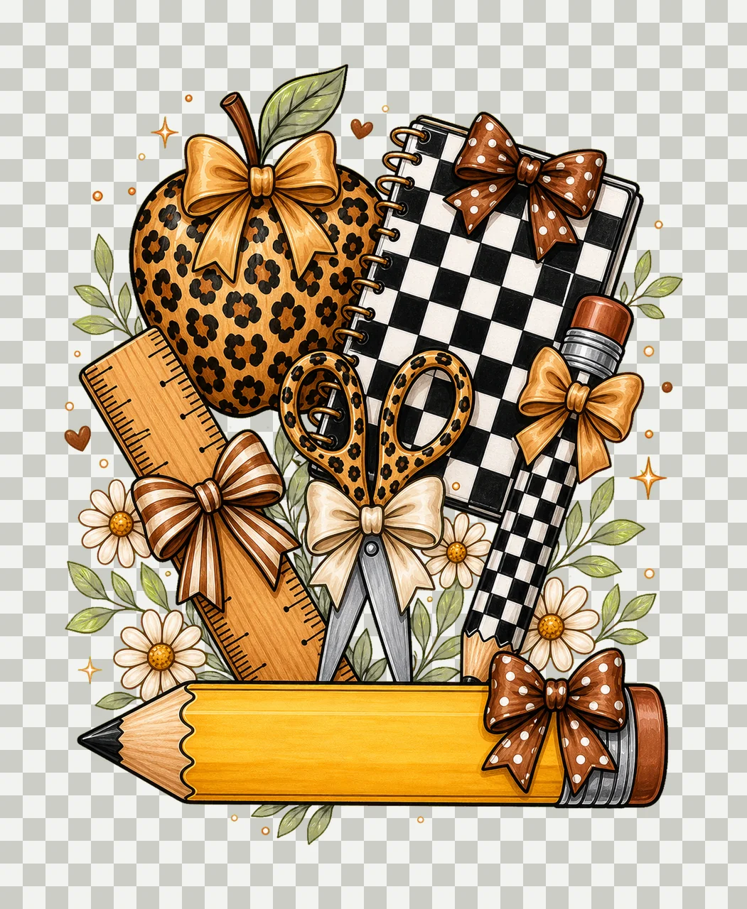 Custom Teacher Apple Teacher Love Inspire School Variation E transparency and detail preview thumbnail
