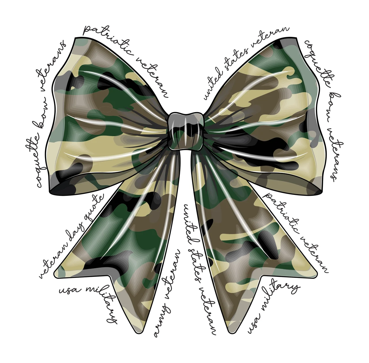 Bow Large Black Silhouette With Repeating Themed Cursive Variation