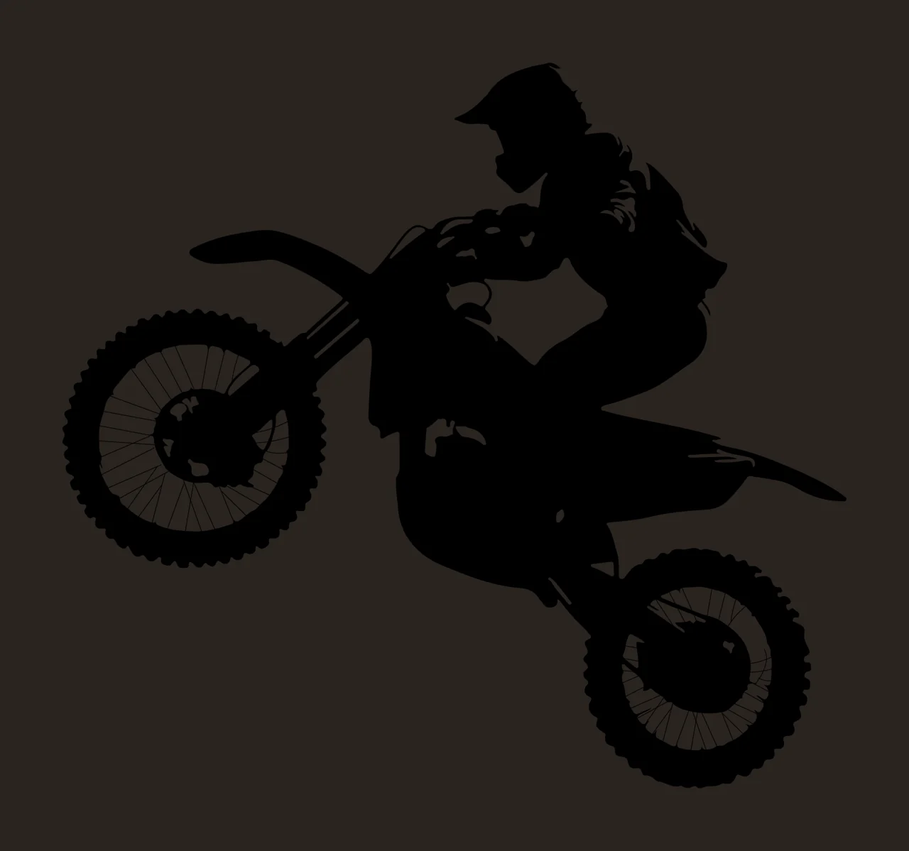 Motorbike Rider Silhouette Performing Wheelie helmet black contrast preview thumbnail