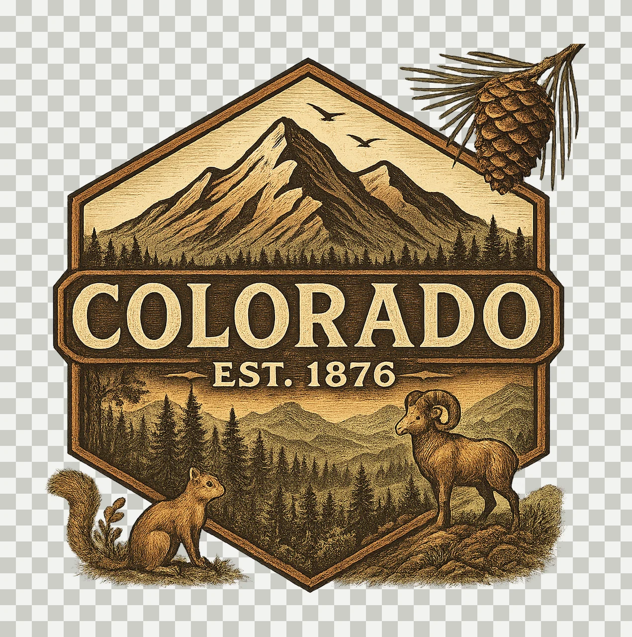 Colorado Mountains Adventure Hiking Shirt Design Mountain transparency and detail preview thumbnail