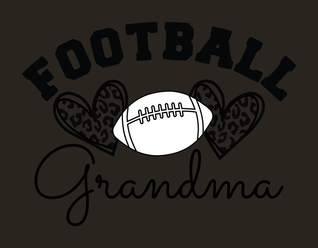 Football Grandma Text With Heart Shapes and symbols black white contrast preview thumbnail