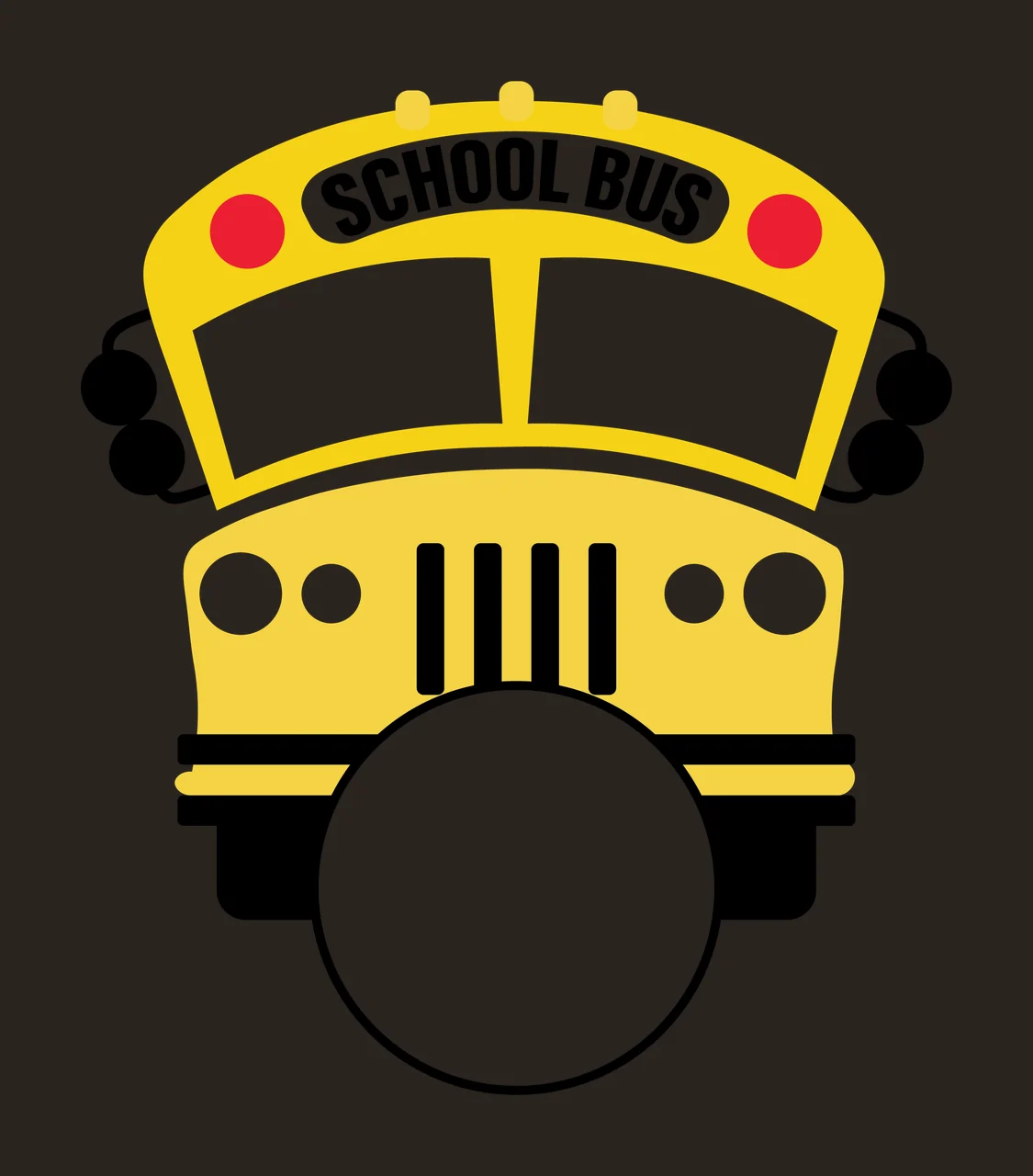 School Bus Front View Of Silhouette With Empty circle graphic contrast preview thumbnail