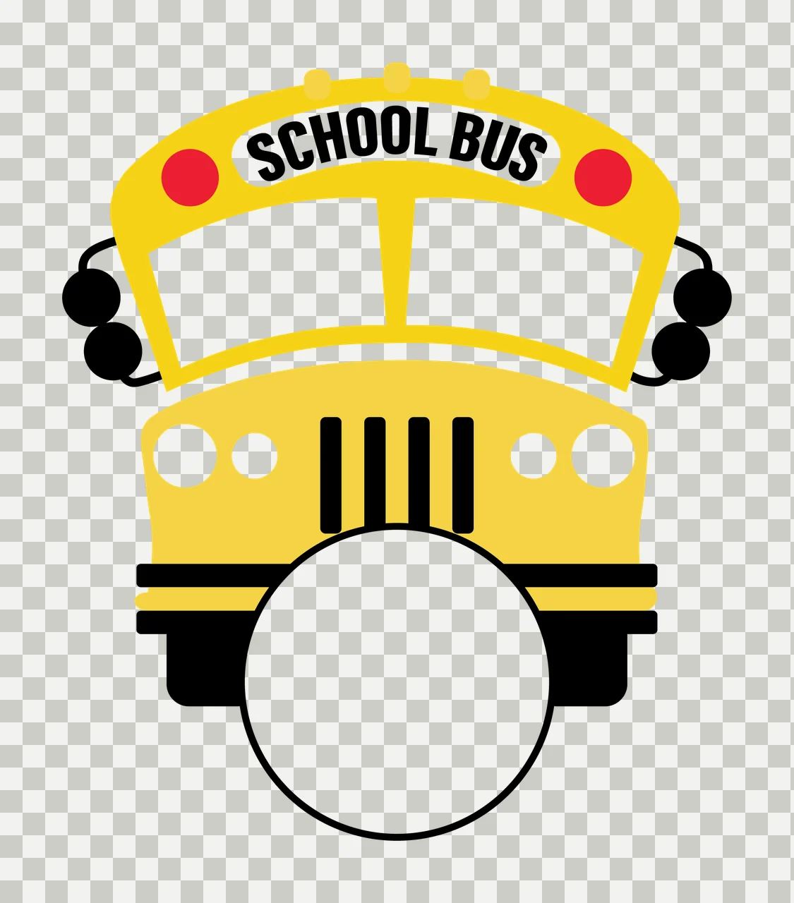 School Bus Front View Of Silhouette With Empty circle graphic transparency and detail preview thumbnail