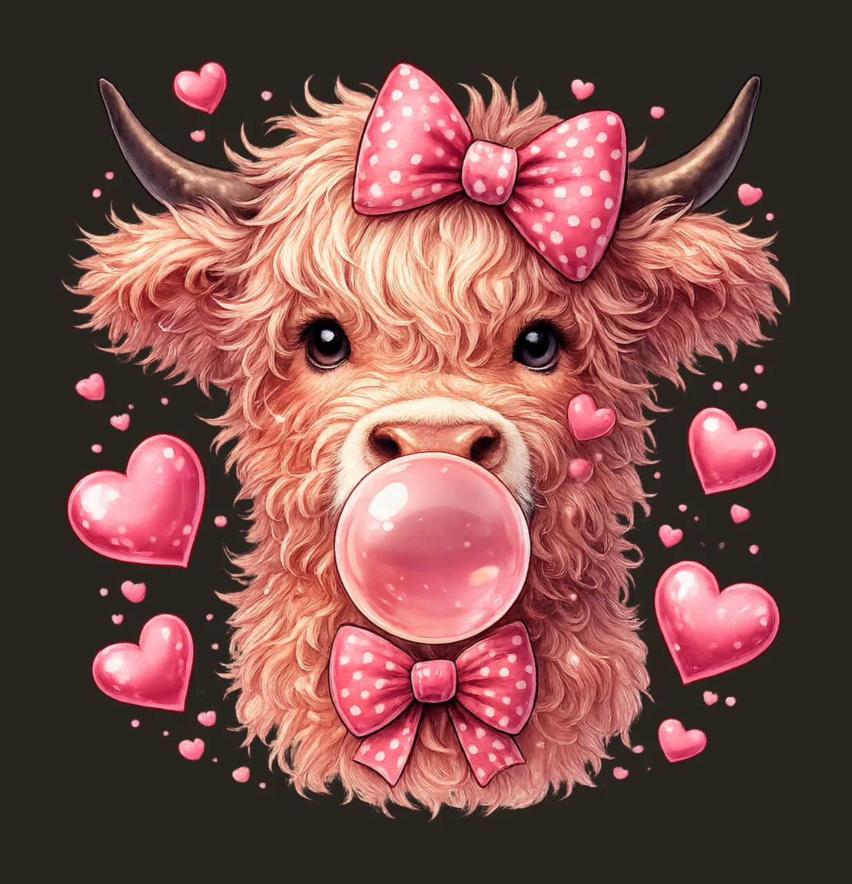 Highland Cow Valentines Day Cute Cow Artwork Western contrast preview thumbnail