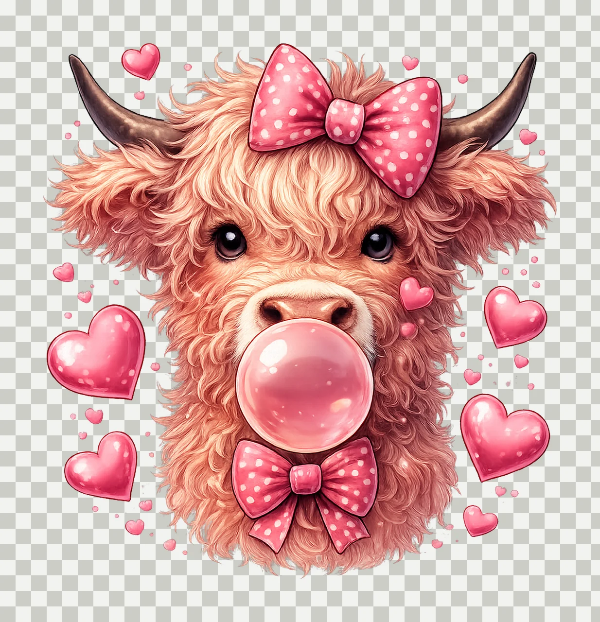 Highland Cow Valentines Day Cute Cow Artwork Western transparency and detail preview thumbnail