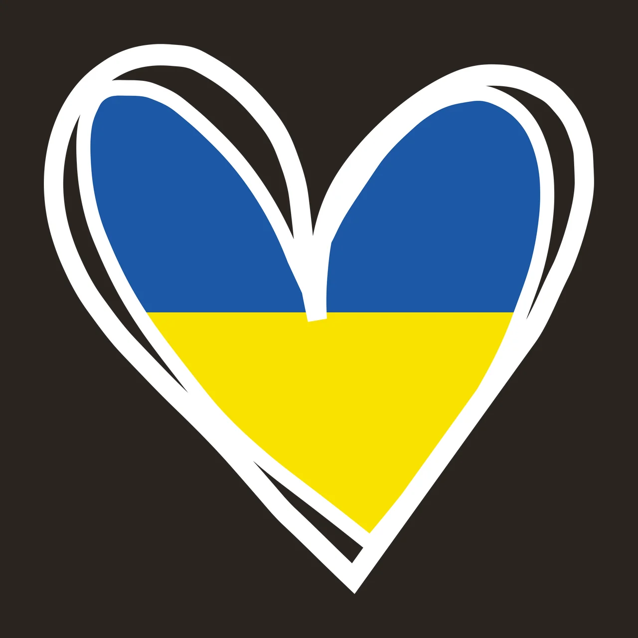 Heart-shaped design with Ukrainian flag colors with blue upper half, yellow lower half and heart outline contrast preview thumbnail