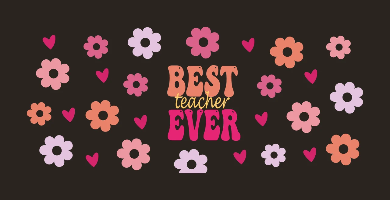 Can Glass Wrap Best Teacher Ever Floral Background typography contrast preview thumbnail