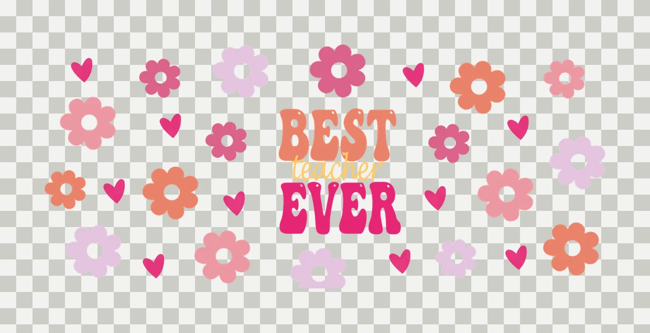 Can Glass Wrap Best Teacher Ever Floral Background typography transparency and detail preview thumbnail