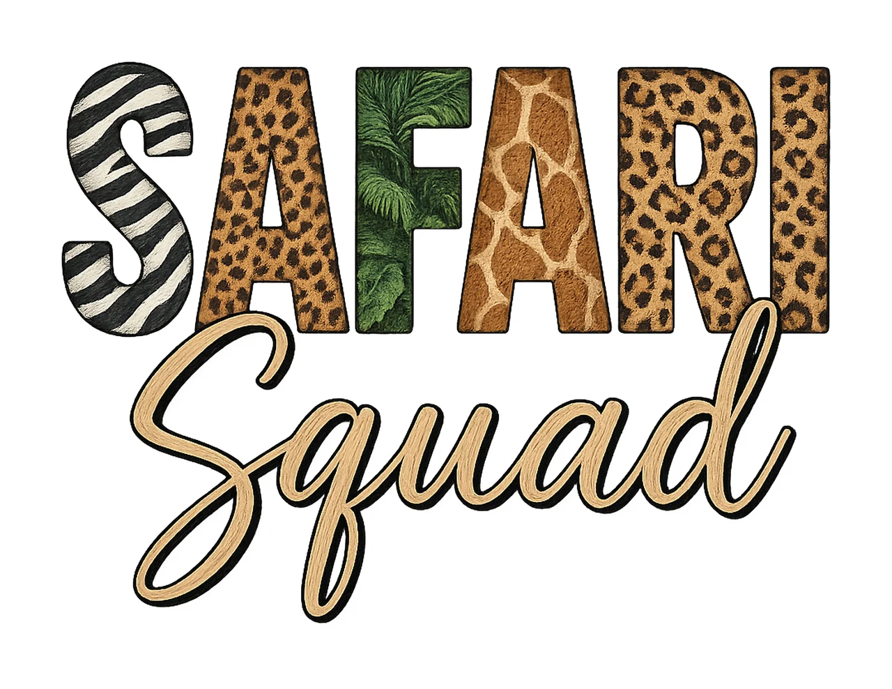 Safari Squad for DTF or Sublimation Animal Print Design