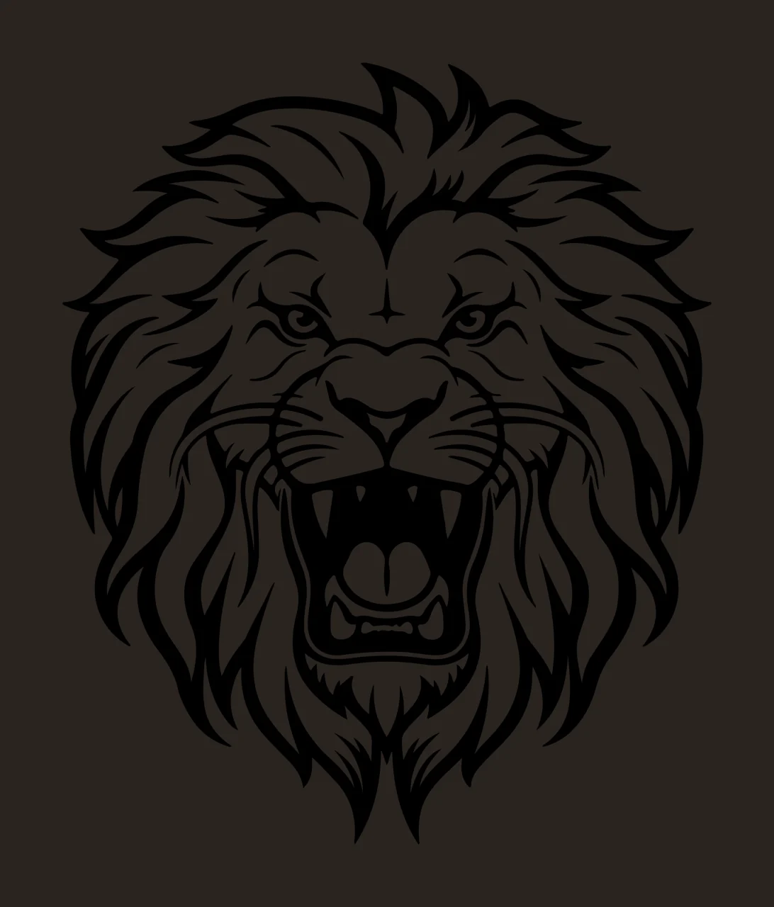 Lion Head Roaring Graphic Art Roar mane line black plain white contrast preview thumbnail