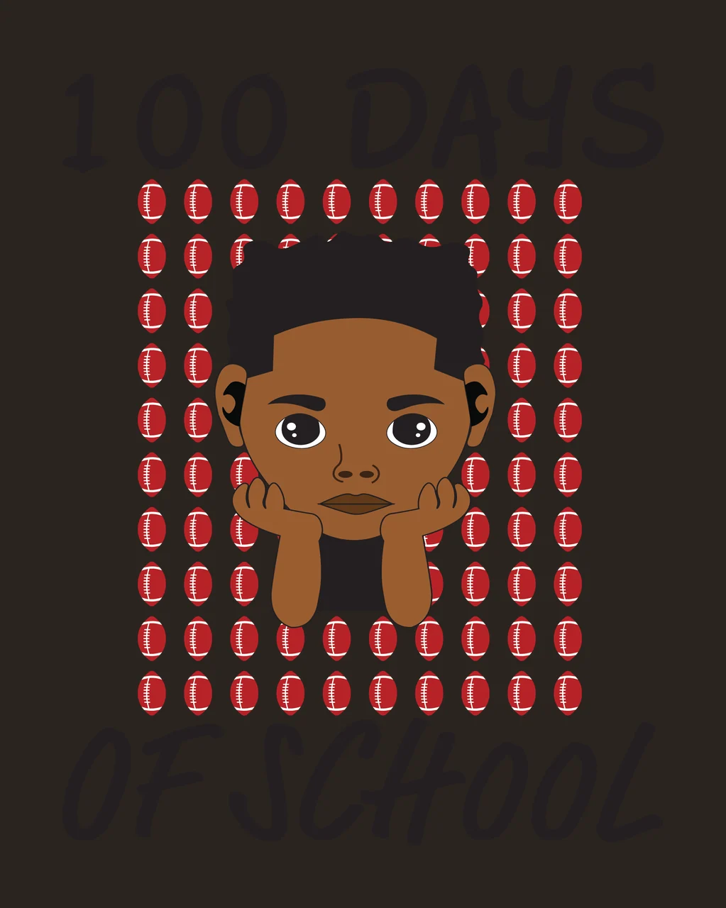 Black 100 Days Of School Text Design celebrating number letter contrast preview thumbnail